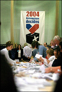Apuração de votos em Birmingham