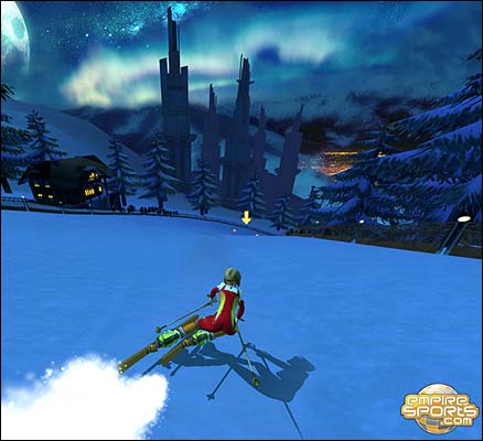 A screenshot of downhill skiing in Sportopia. Pic courtesy of EoS