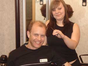 Jon having a haircut