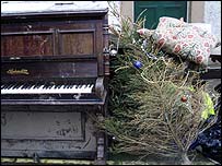 People's possessions on the street after the flood