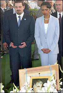 Condoleeza Riceová se synem Rafíka Harírího