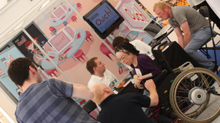 The Ouch team on the stand at Beyond Boundaries Live, at the FIVE venue in Farnborough, Hampshire.