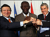 Durão Barroso, John Kufuor e José Sócrates