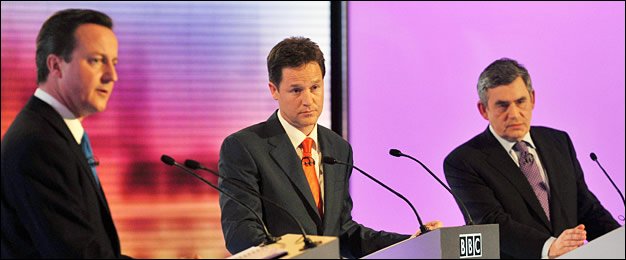 The three main party leaders in the final Prime Ministerial debate