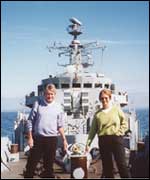 Lord Mayor and wife aboard the HMS Coventry 