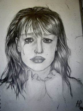 Drawing of a Crying Girl