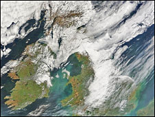 La ceniza volcánica sobre el Reino Unido