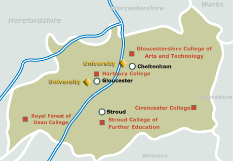 Map of Gloucestershire