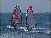 Sailboarders at Vazon