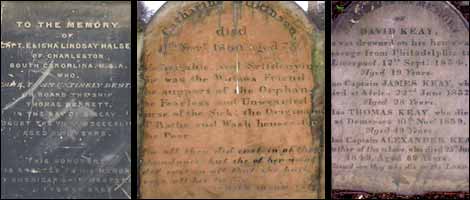 Three gravestones from the cemetery