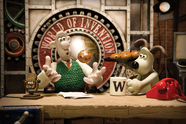 Wallace and Gromit in the workshop. 