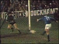 Mick Lambert scores a penalty at Portman Road