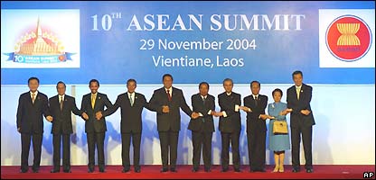 Lãnh đạo các nước ASEAN trong phiên thượng đỉnh 2004 ở Lào