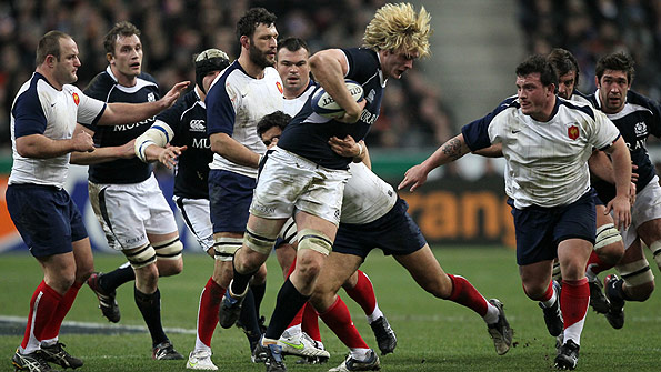 Scotland's Richie Gray attracts the attention of the French players as he tries to make headway in the defeat in Paris. Photo: Getty