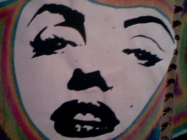 Marilyn features, painted.