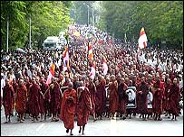 Burmese Buddhist monks in protest 