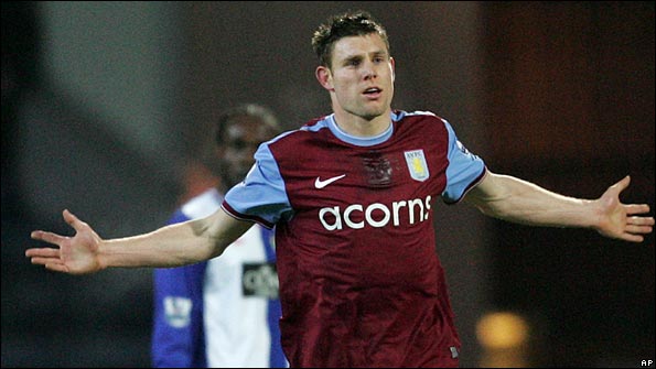James Milner celebrates his goal at Ewood Park