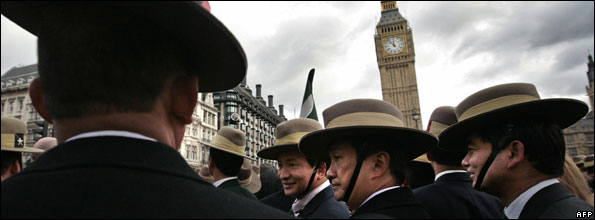 Gurkhas outside Parliament