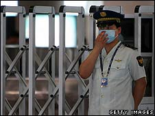 Guard at Beijing Capital International airport