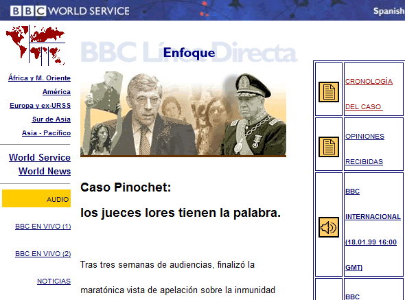 Screen grab of 1990s Latin American service website