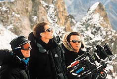 Touching the Void: Director Kevin McDonald (left) with DoP Mike Eley (centre) and Camera Assistant Dan Shoring (right)