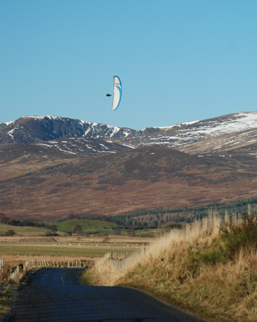 Paraglider performing acrobatics