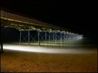 Saltburn Pier lit up - By Dennis Weller
