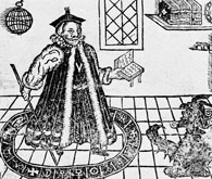 Dr Faustus, detail from the title page of the 1616 edition of Marlowe's tale of dangerous knowledge.