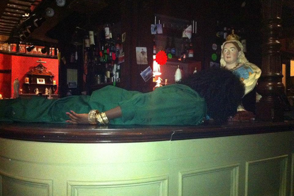 Faith planking in Queen Vic.