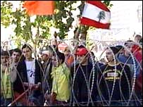 Manifestantes acampados em Beirute