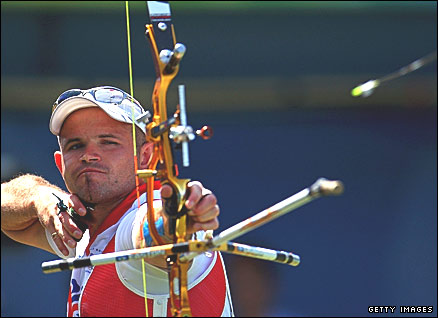 GB archer Alan Wills competing at the Beijing Olympics