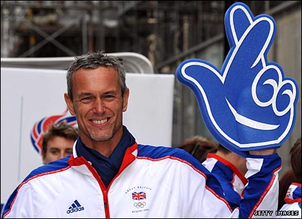 Beijing flag-bearer Mark Foster does his bit to top up UK Sport's coffers
