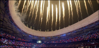 Estádio Ninho de Pássaro, na abertura de Pequim 2008