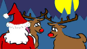 Santa talking to his usually faithful reindeer