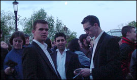 Revellers in dinner jackets