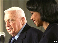 Condoleezza Rice e Ariel Sharon