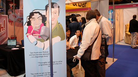 Ouch's Emma Tracey and Gideon Goldberg were kept busy meeting members of the public keen to hear all about Ouch!