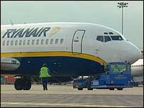 Ryanair plane at Stansted.