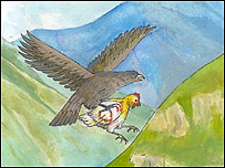 عقاب، ماکیانک را شکار می کند.