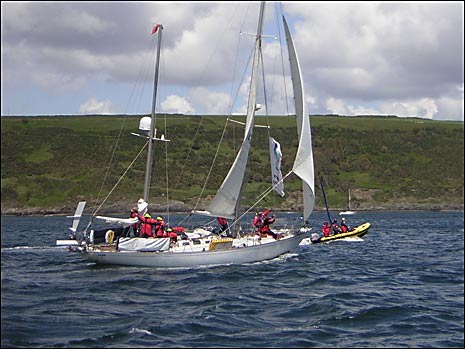 Gipsy Moth IV off the Cornish coast