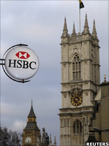 A branch of HSBC bank near Westminster Abbey and the Houses of Parliament