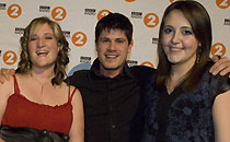 Young Folk Award winners Jeana Leslie and Siobhan Miller, with Seth Lakeman