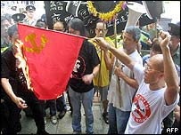 Manifestantes em Hong Kong