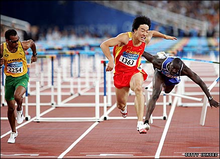 China's Liu Xiang winning the 2004 Olympic 110m hurdles gold medal