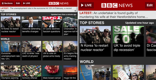 Screenshots of the iPad and iPhone apps