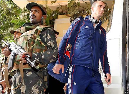 England captain Kevin Pietersen leaves the team hotel