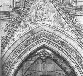 Tŷ Heddwch Ottowa gyda cherdd John Tydu Jones arno. Y llun drwy garedigrwydd Barddas.