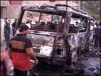 اتومبيل سوخته که قربانی حمله شد