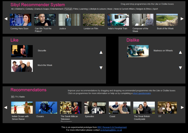 Sibyl Recommender Prototype