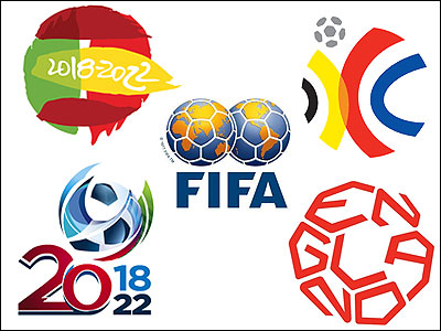 Logos de las candidaturas a ser sede de la Copa del Mundo de Fútbol en 2008